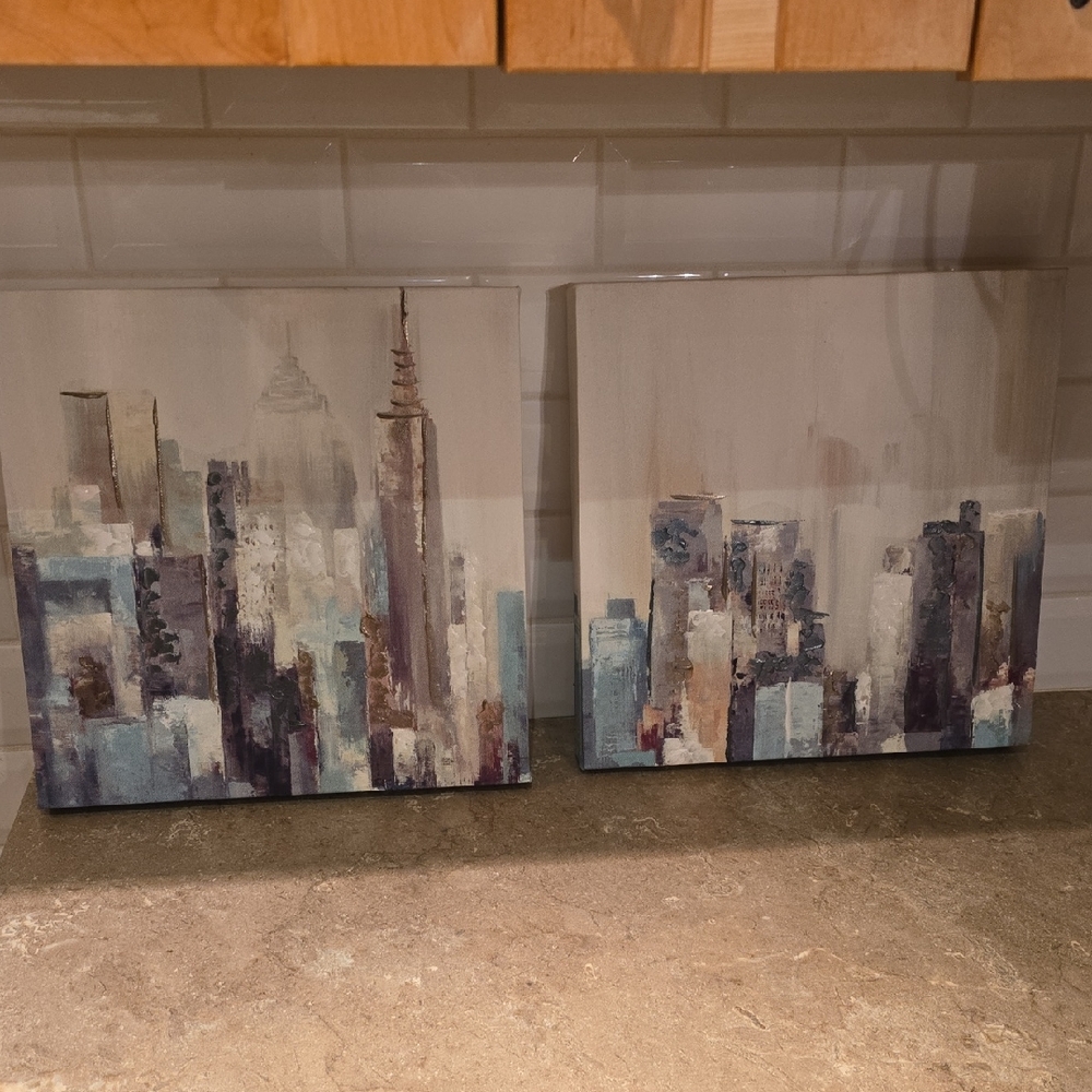 Contemporary Cityscape Art Prints - Gray and Blue